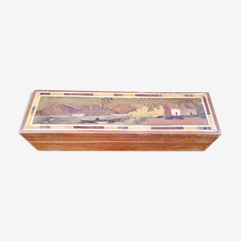 Old wooden box and marquetterie