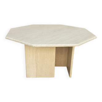 Exagonal travertine coffee table