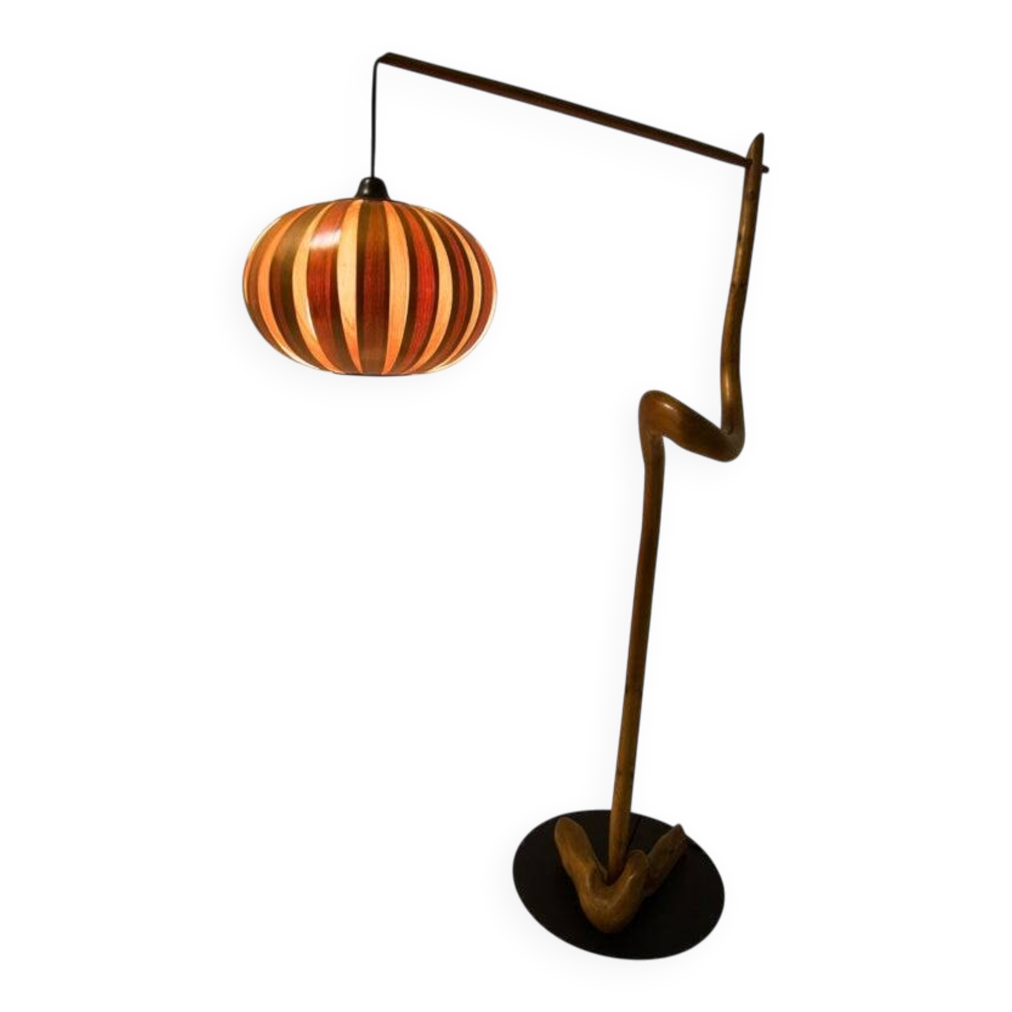 1960s Mid-Century Modern Sculptural Wooden and Veneer Floor Lamp