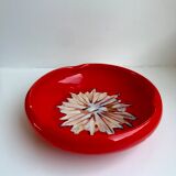 red ceramic ashtray signed Vallauris design 70s