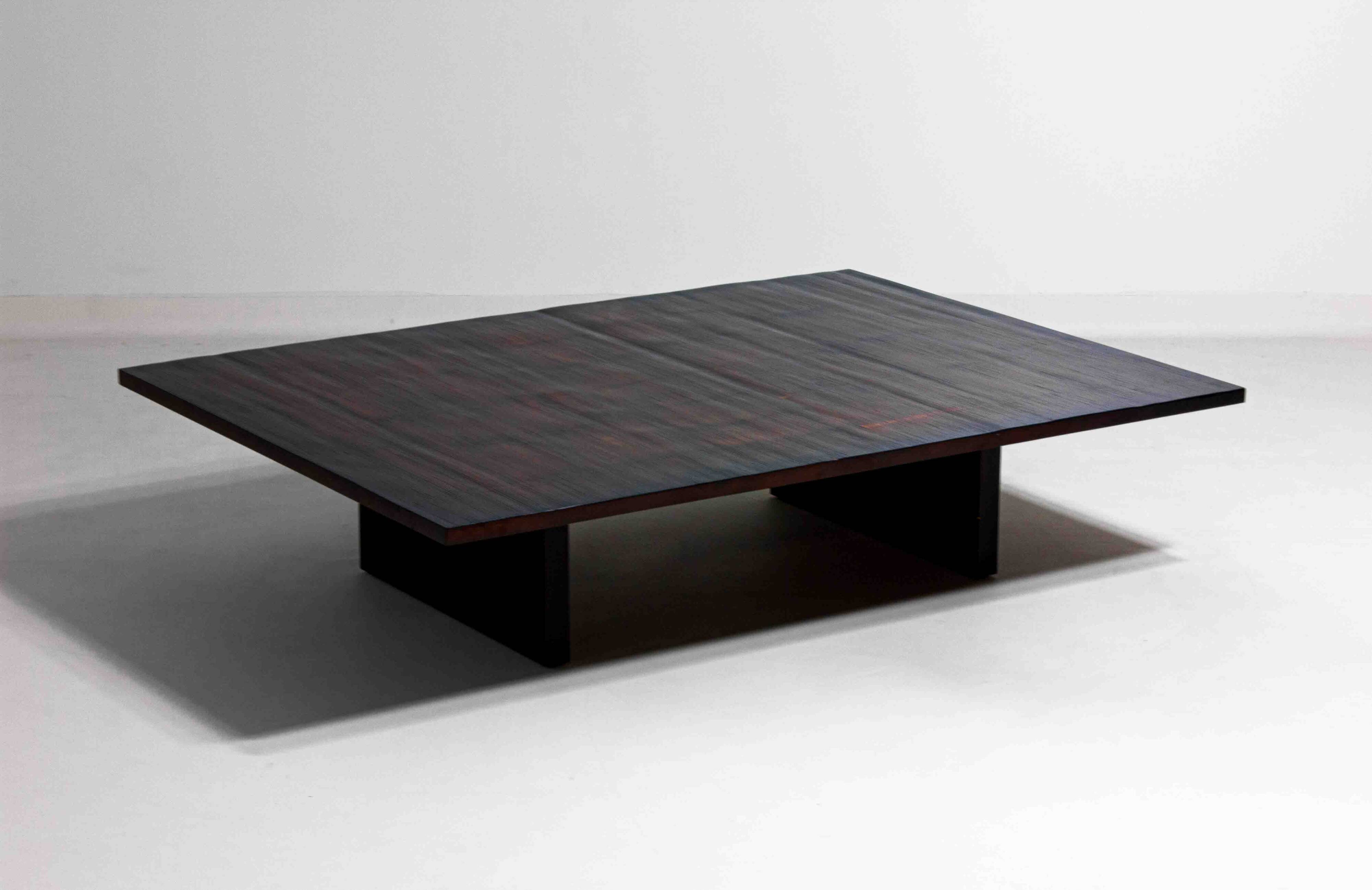 Large bamboo & wengé coffee table by Axel Vervoordt, 1980s