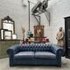 Canapé chesterfield en cuir bleu