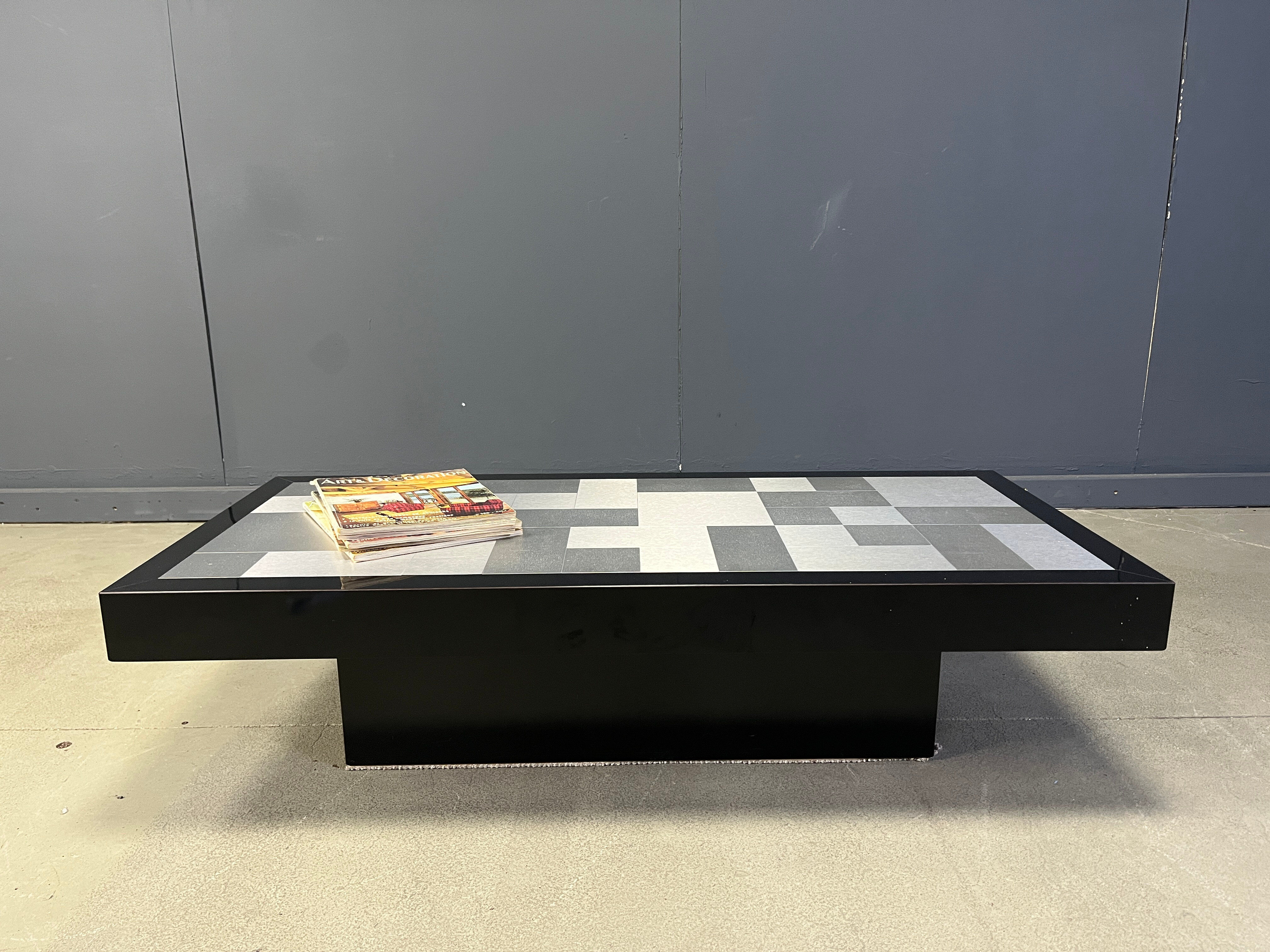 Vintage lacquer and aluminum coffee table, 1970s