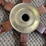Rudder bar wheel boat in wood and brass "Comptoir des Indes" shelf