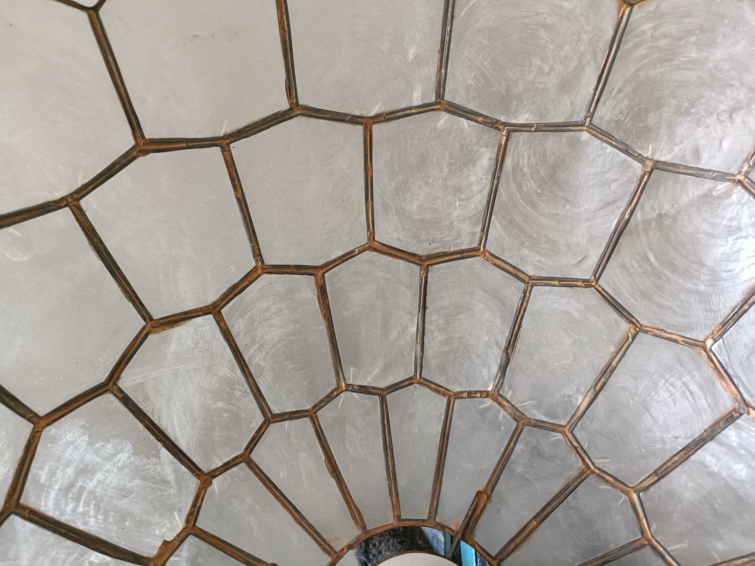 Vintage mother-of-pearl and brass pendant light