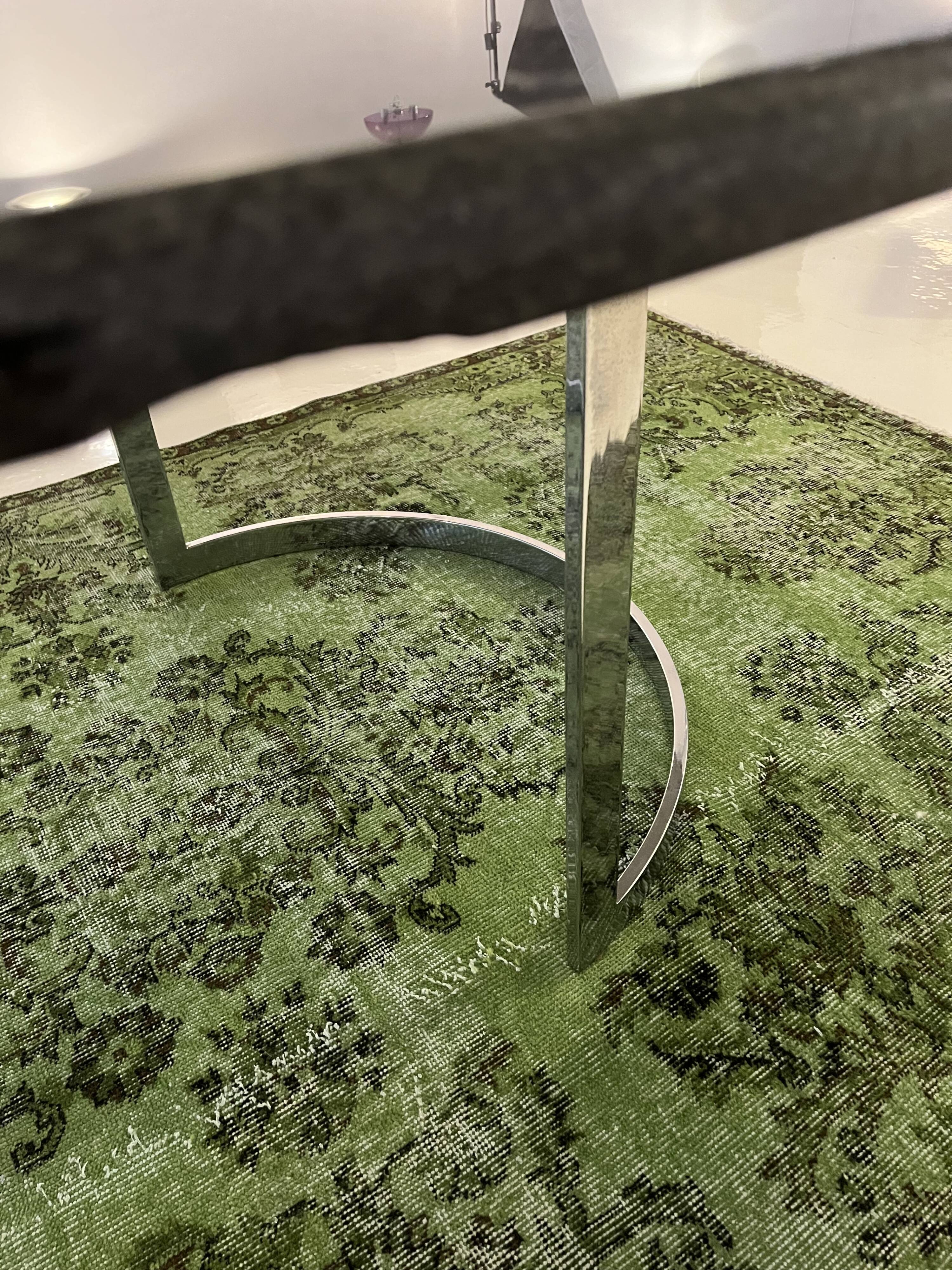 Marble and chromed metal table attributed to Vittorio Introini