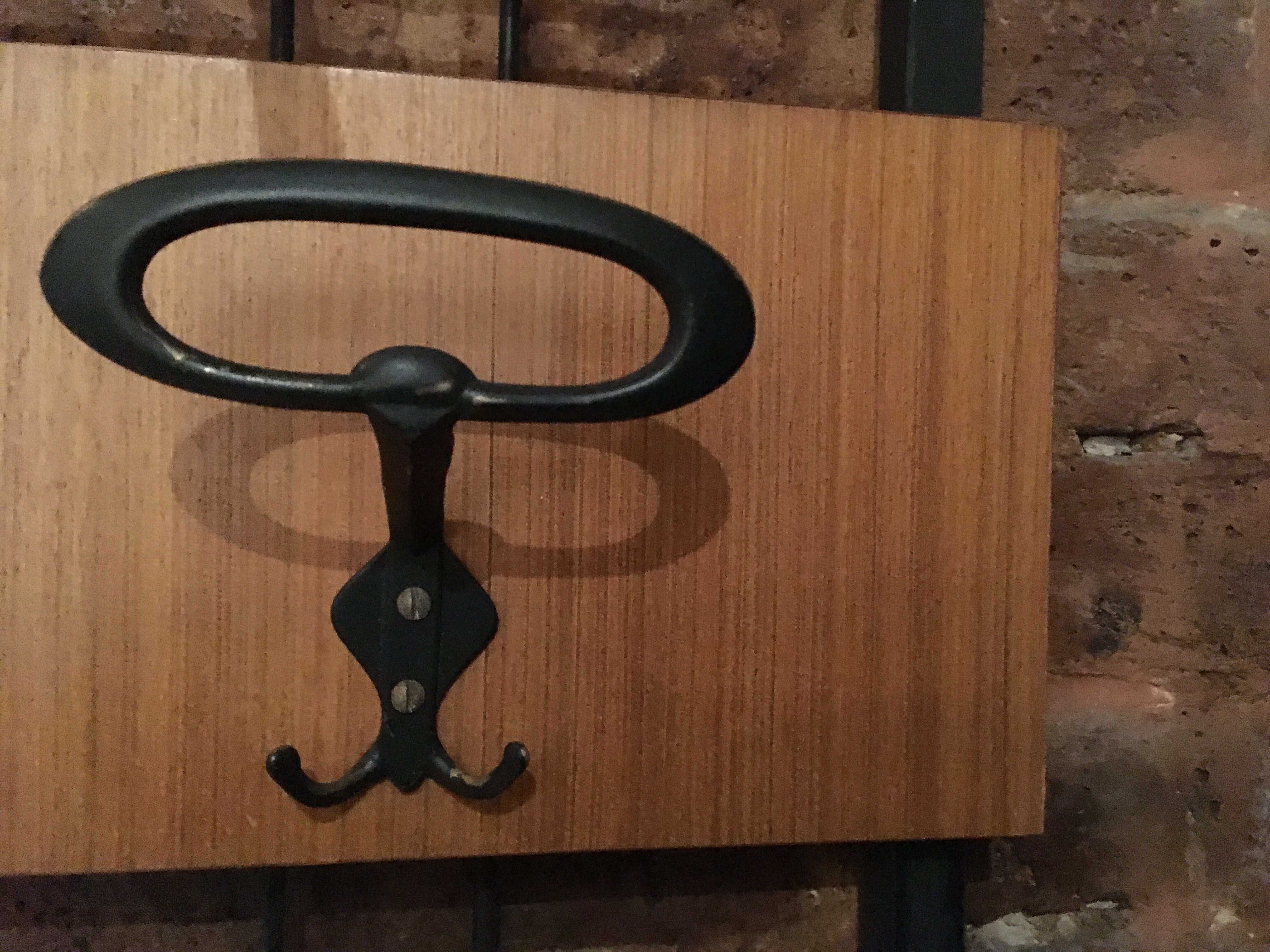 Wall coat holder in metal and wood 1960