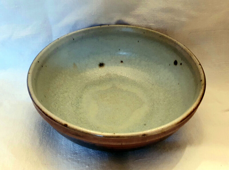 Blue glazed terracotta bowl