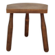 Tabouret bas tripode en bois massif, design organique brutaliste, années 70
