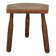 Tabouret bas tripode en bois massif, design organique brutaliste, années 70