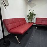 Ensemble de 5 Chauffeuses Modulables Poltrona Frau en Cuir Rouge