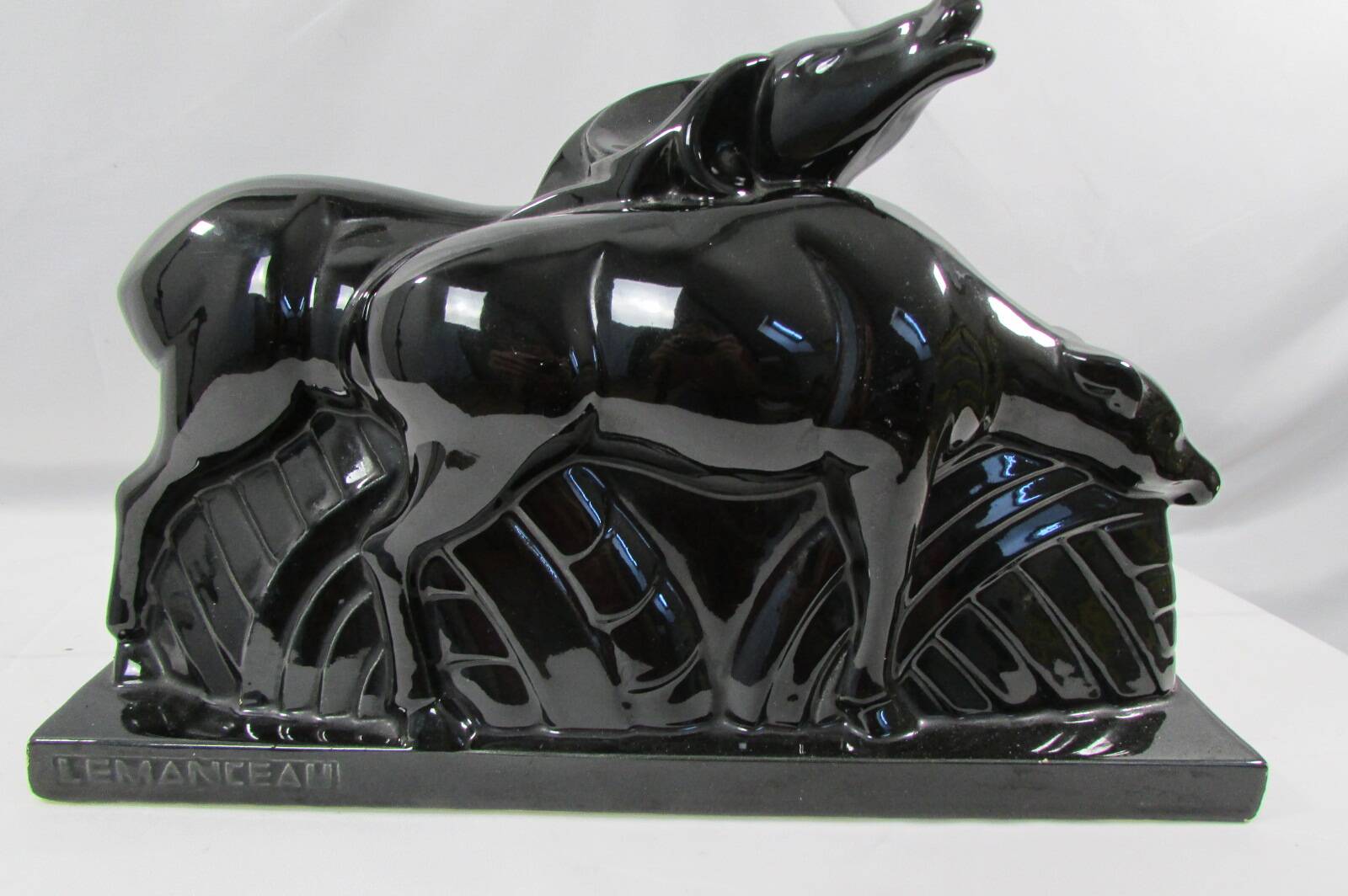 Pair of antelopes, lemanceau, black ceramic