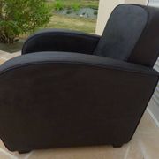 Fauteuil club en cuir noir gris - Très bon état