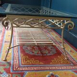 50s coffee table in beaten iron and 135 x 75 cm glass