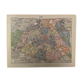 Lithograph map on Paris from 1897