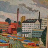 Original Swedish Oil on Panel – “Motif from Sundbyberg” by John Carlson