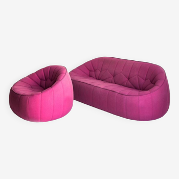 Three-seater sofa and "Ottoman" model armchair by Noé Duchaufour-Lawrance for Cinna / Ligne Roset