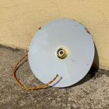 Suspension in green and white enamelled sheet metal gold threads and socket Indus Ferme