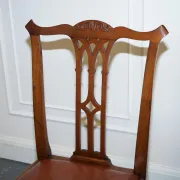 Chippendale Style Dining Chairs with Leather Seats, Set of 5
