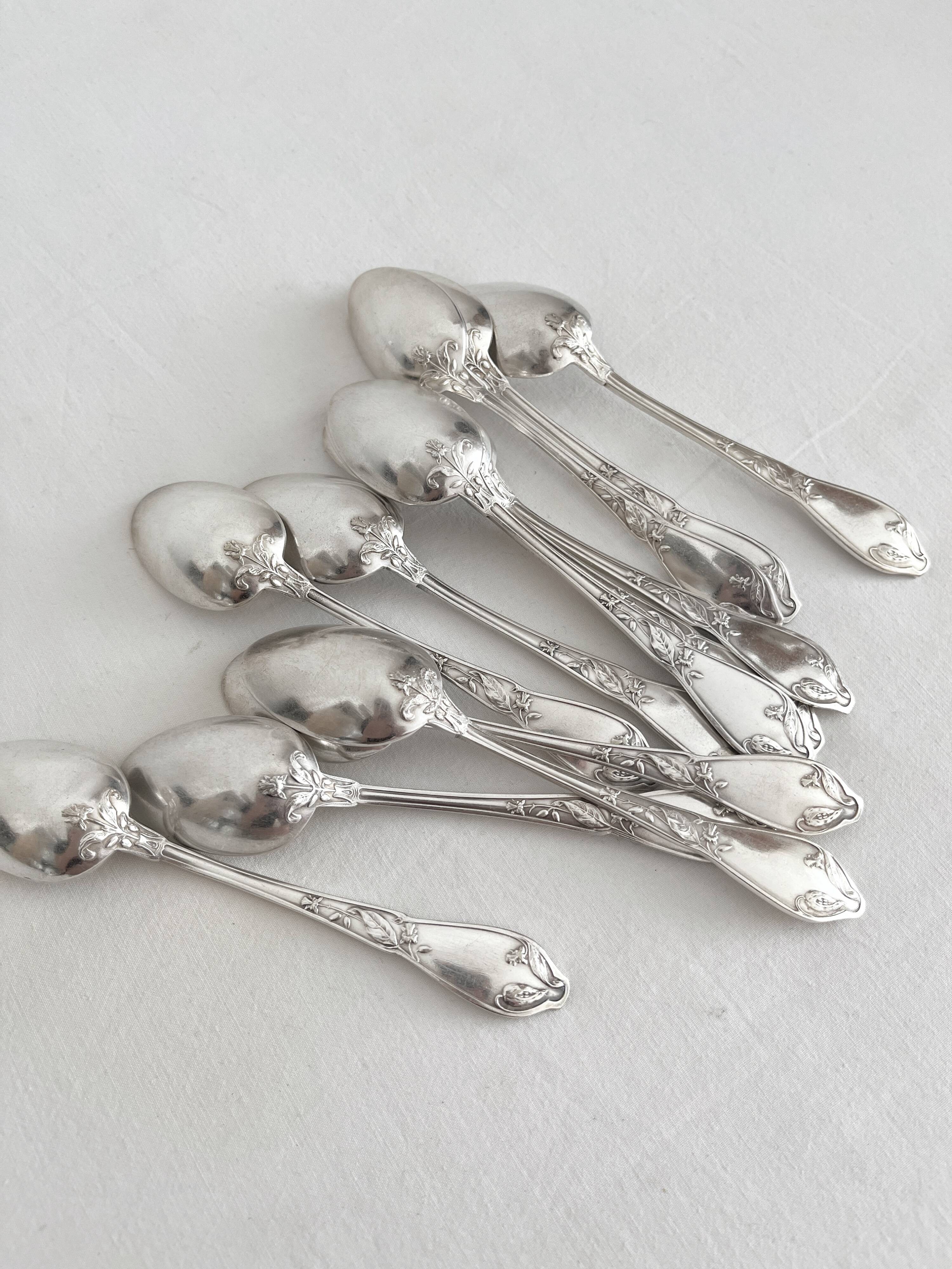 12 small silver-plated metal teaspoons "Cocoa" by Boulenger