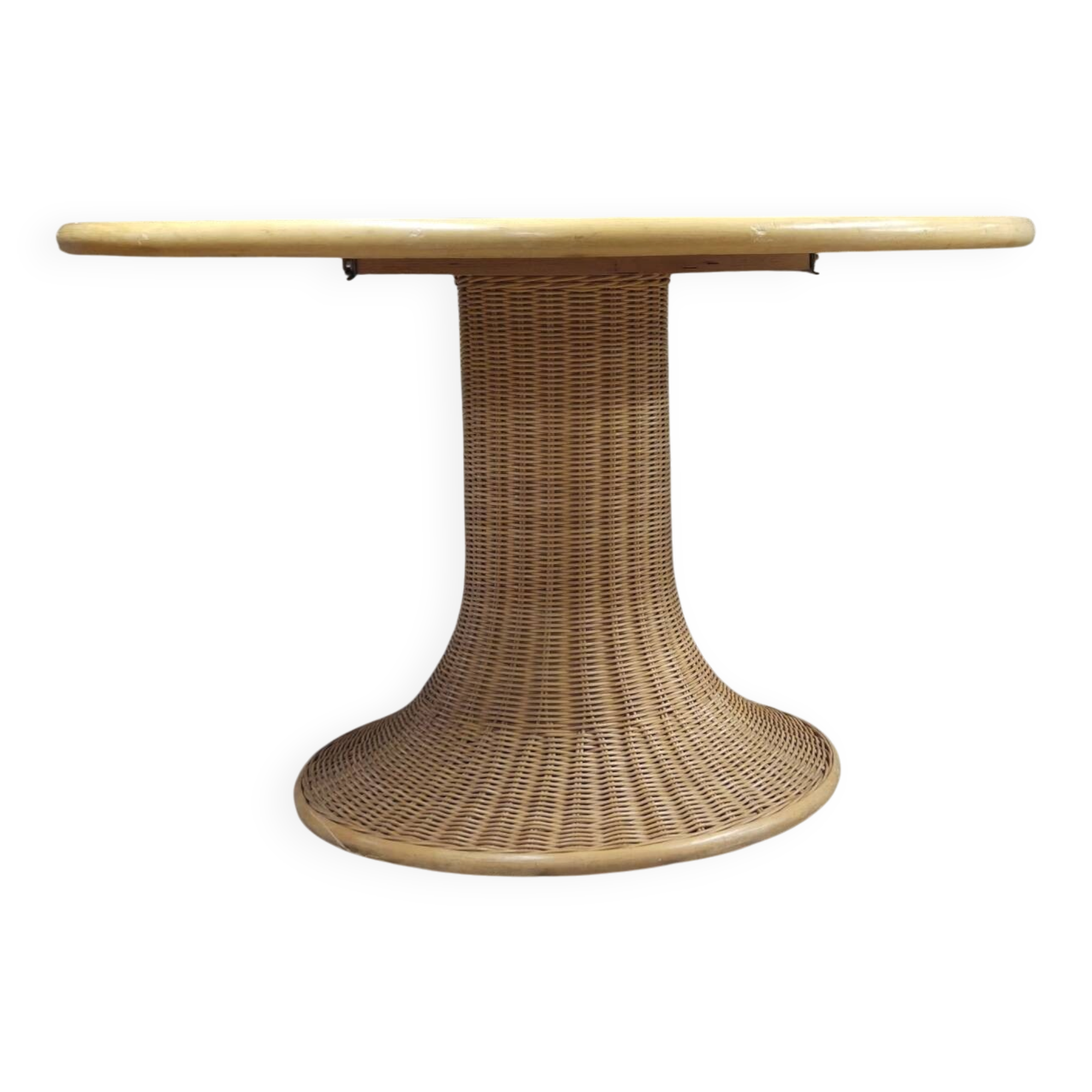 Dining table wood and rattan 1970