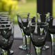 9 small stemmed sparkling glasses H 13 cm
