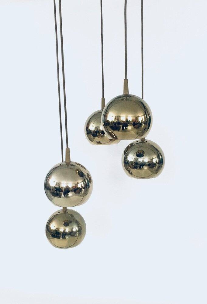 Golden Cascade 5-Ball Ceiling Lamp, Italy, 1980s