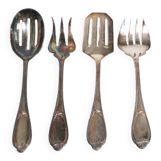 Service of 4 cutlery of cutlery to sweets hors d'oeuvre ercuis . silver metal