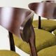Set of 4 dining chairs in sauvage green bouclé Scandinavian design.