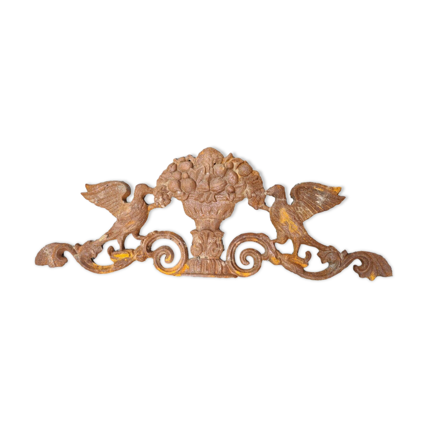 Cast iron pediment with birds