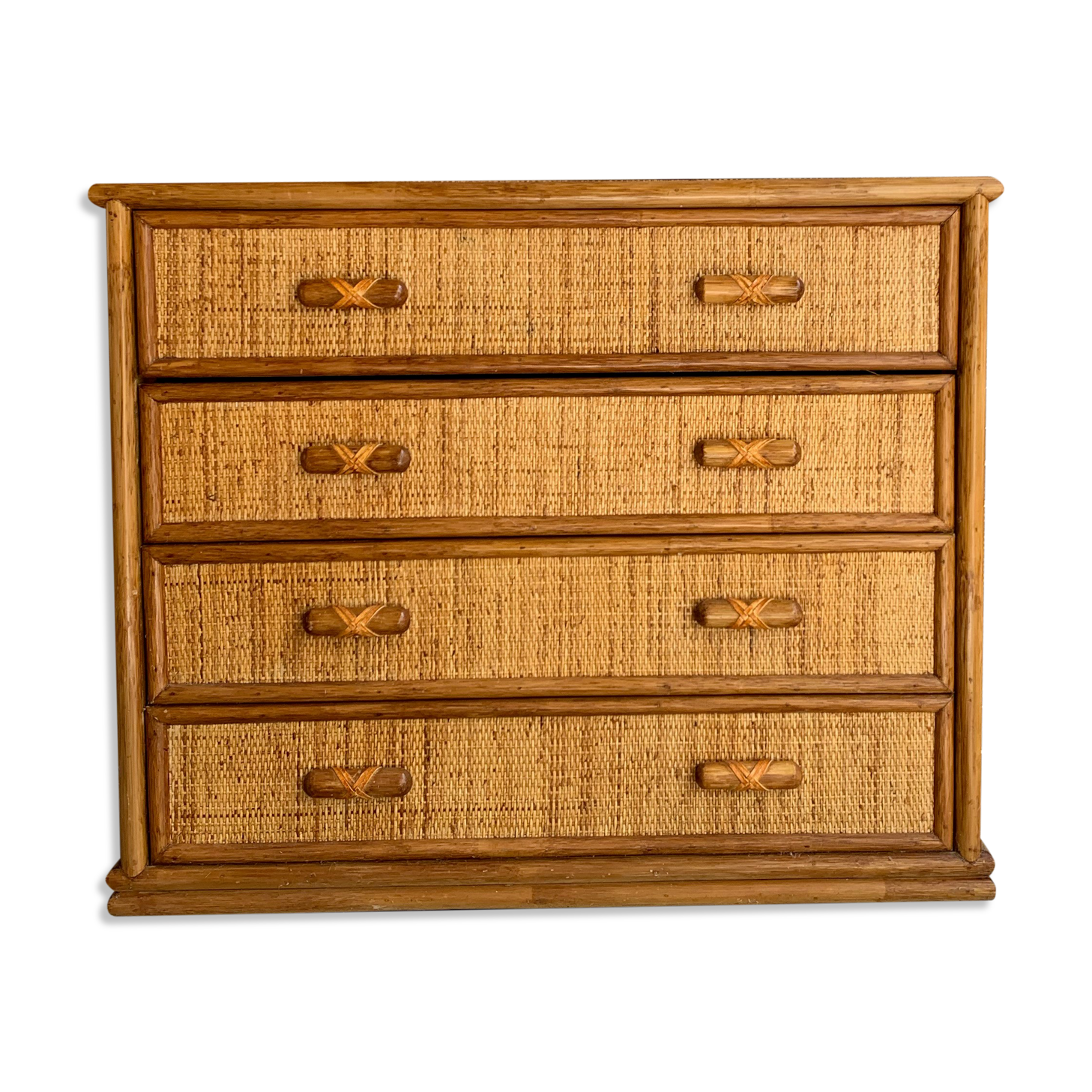 Vintage rattan chest of drawers