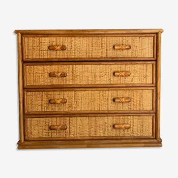 Vintage rattan chest of drawers