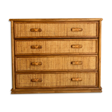 Vintage rattan chest of drawers