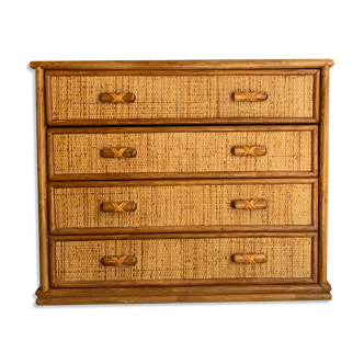 Vintage rattan chest of drawers