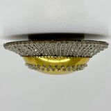 Unique modernist design crystal glass and brass wall light, Austria 1950s