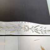 Large antique Venetian mirror – Murano flowers and engravings – 123 x 75 cm