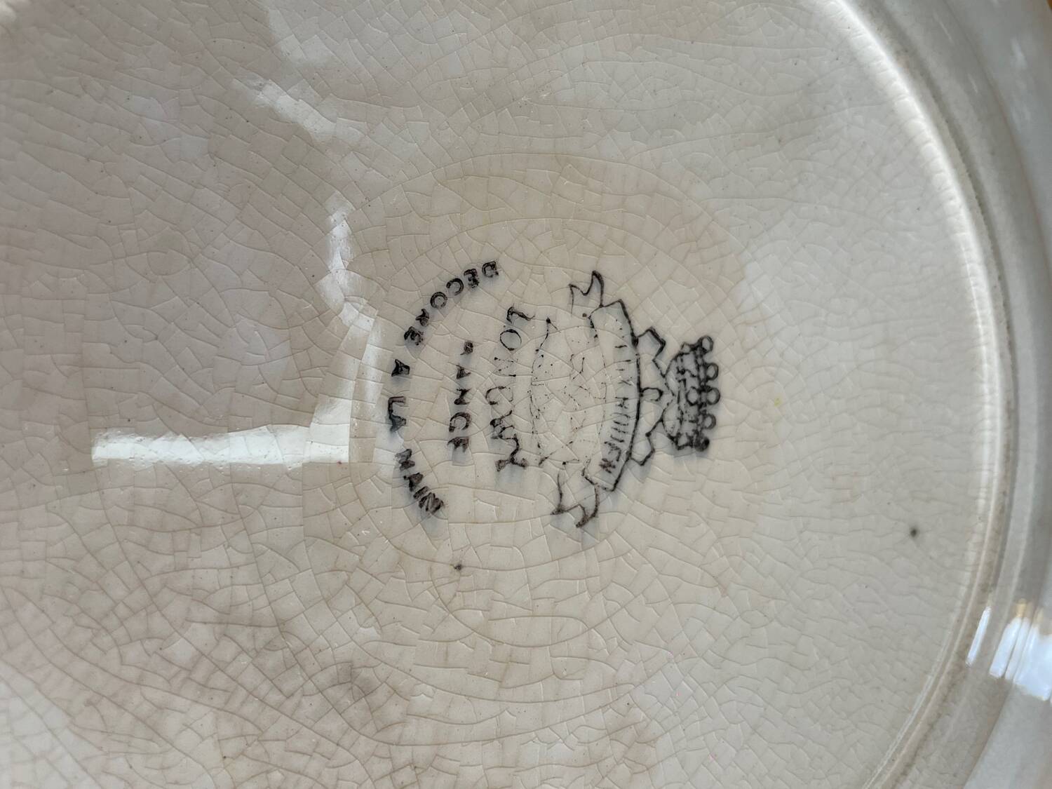 Large flat plate Longwy old Rouen