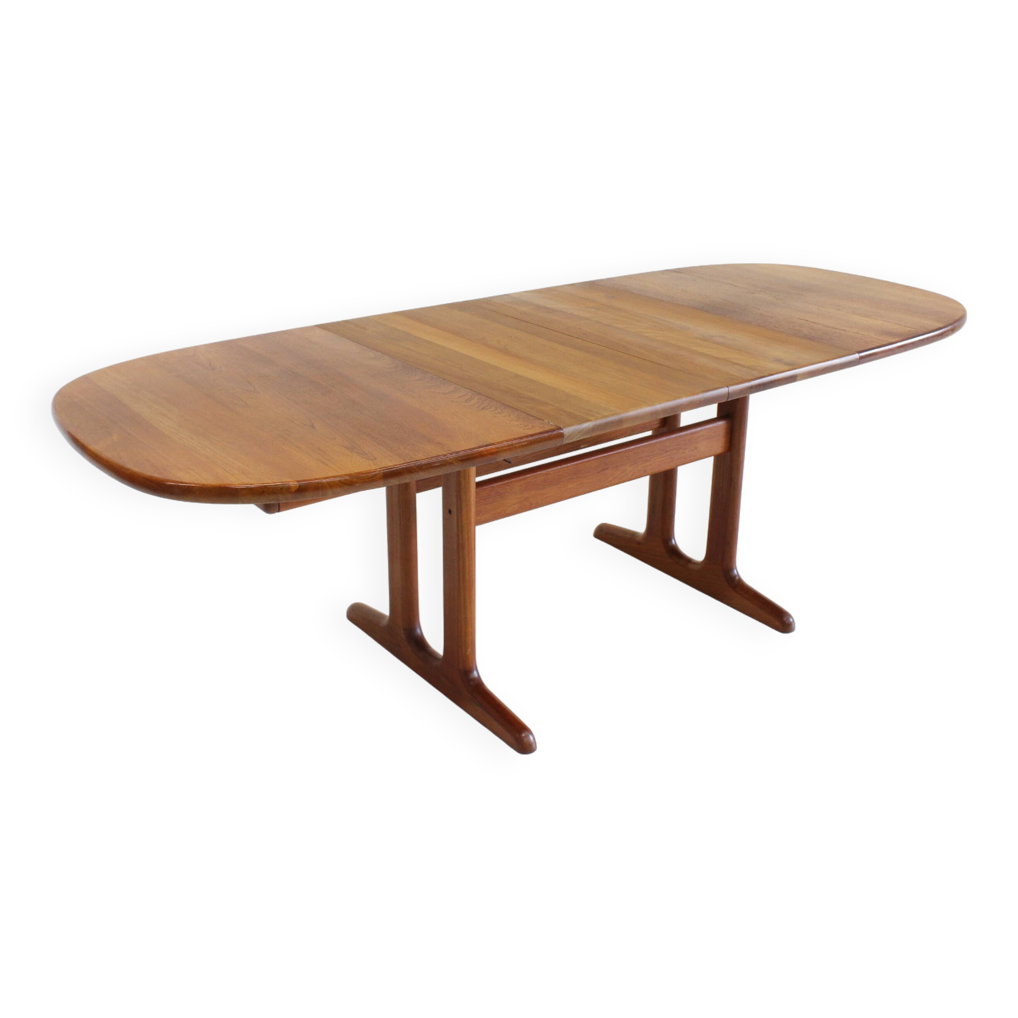 Vintage Glostrup Danish oval extendable dining table solid teak 1960s