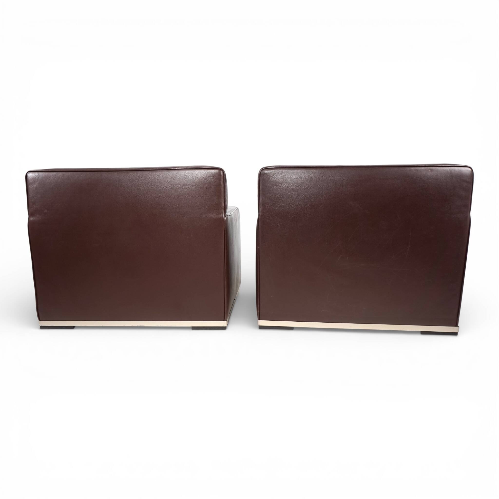 Set of 2 B&B Italia Maxalto Apta Imprimatur leather armchairs by Antonio Ci