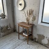Oak spindle leg console