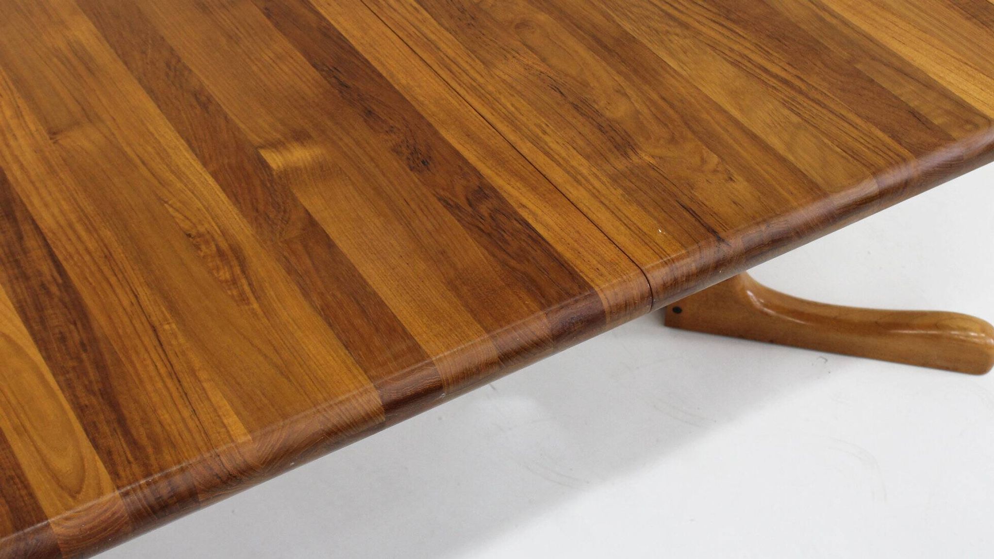 Vintage Danish round extendable dining table solid teak 1960s