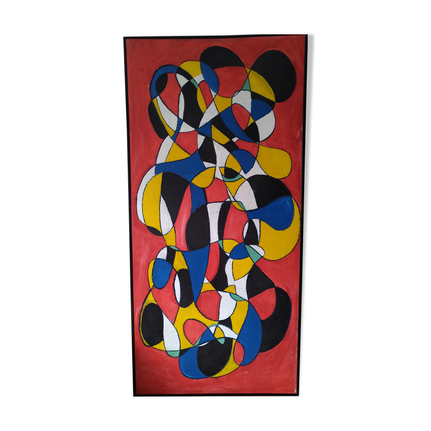 Large abstract painting on wood panel