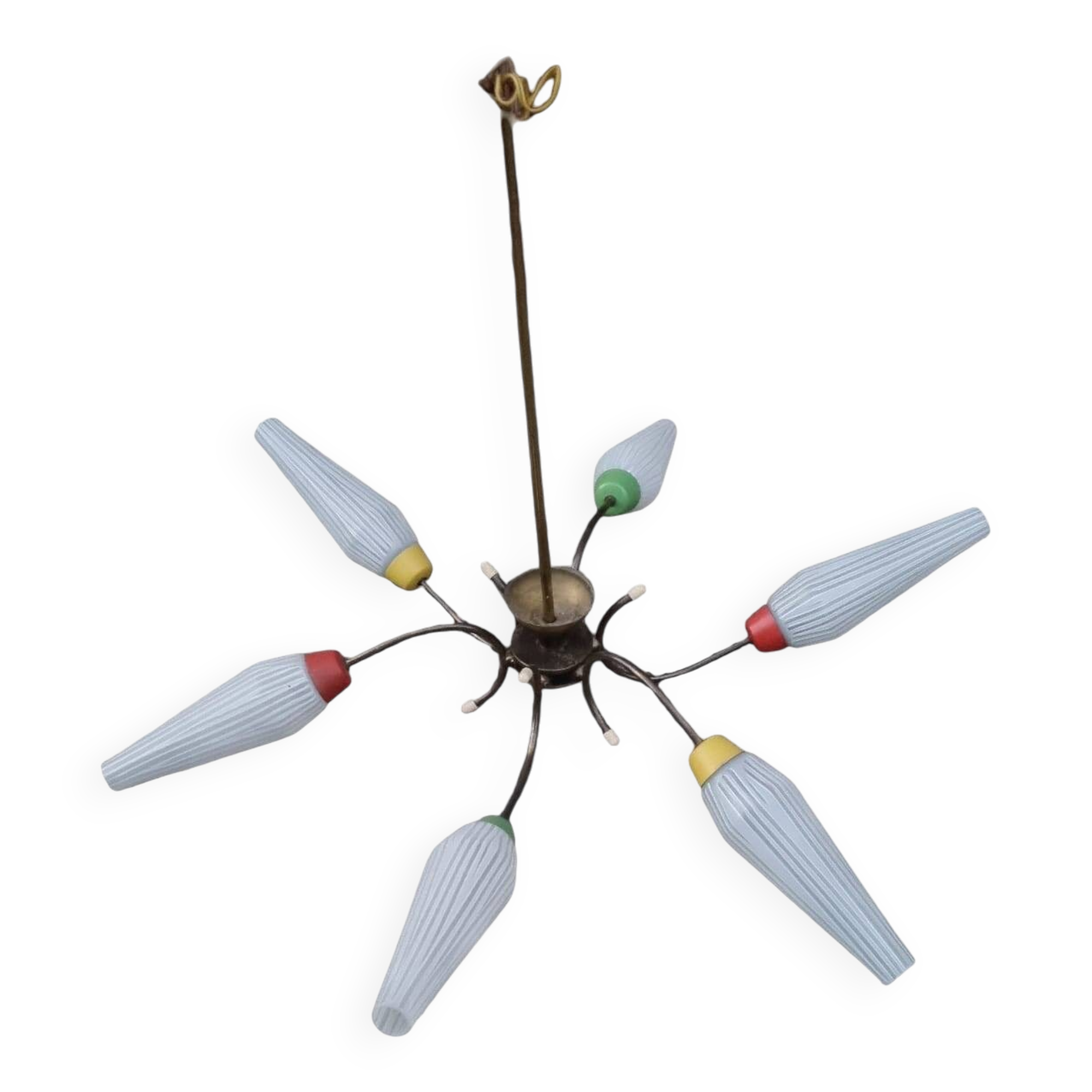 Vintage 6-arm pendant light from the 1960s