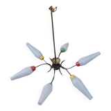 Vintage 6-arm pendant light from the 1960s