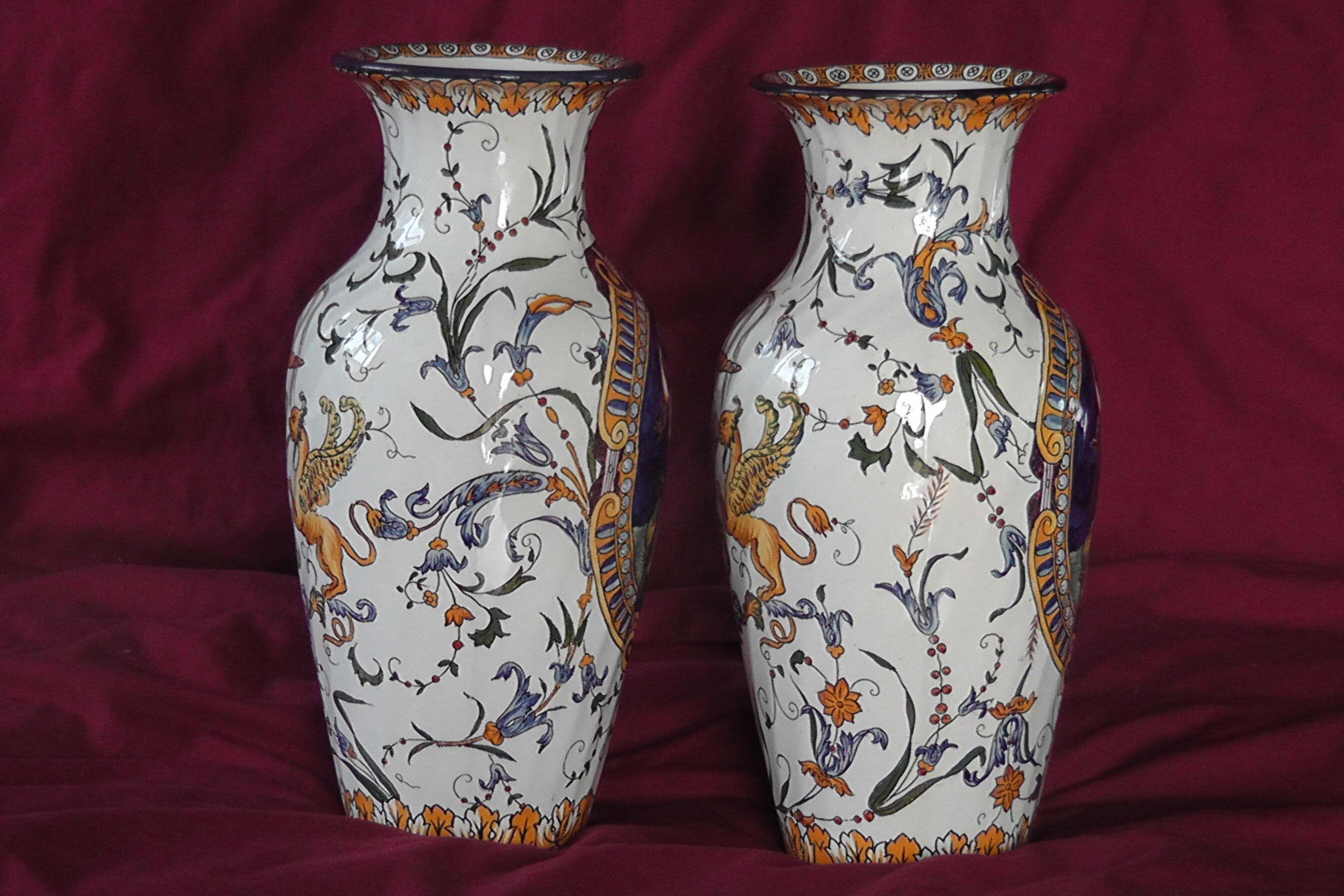 Two earthenware vases from Gien late nineteenth century