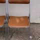4 folding chairs chromed metal and Skaï fawn 1970