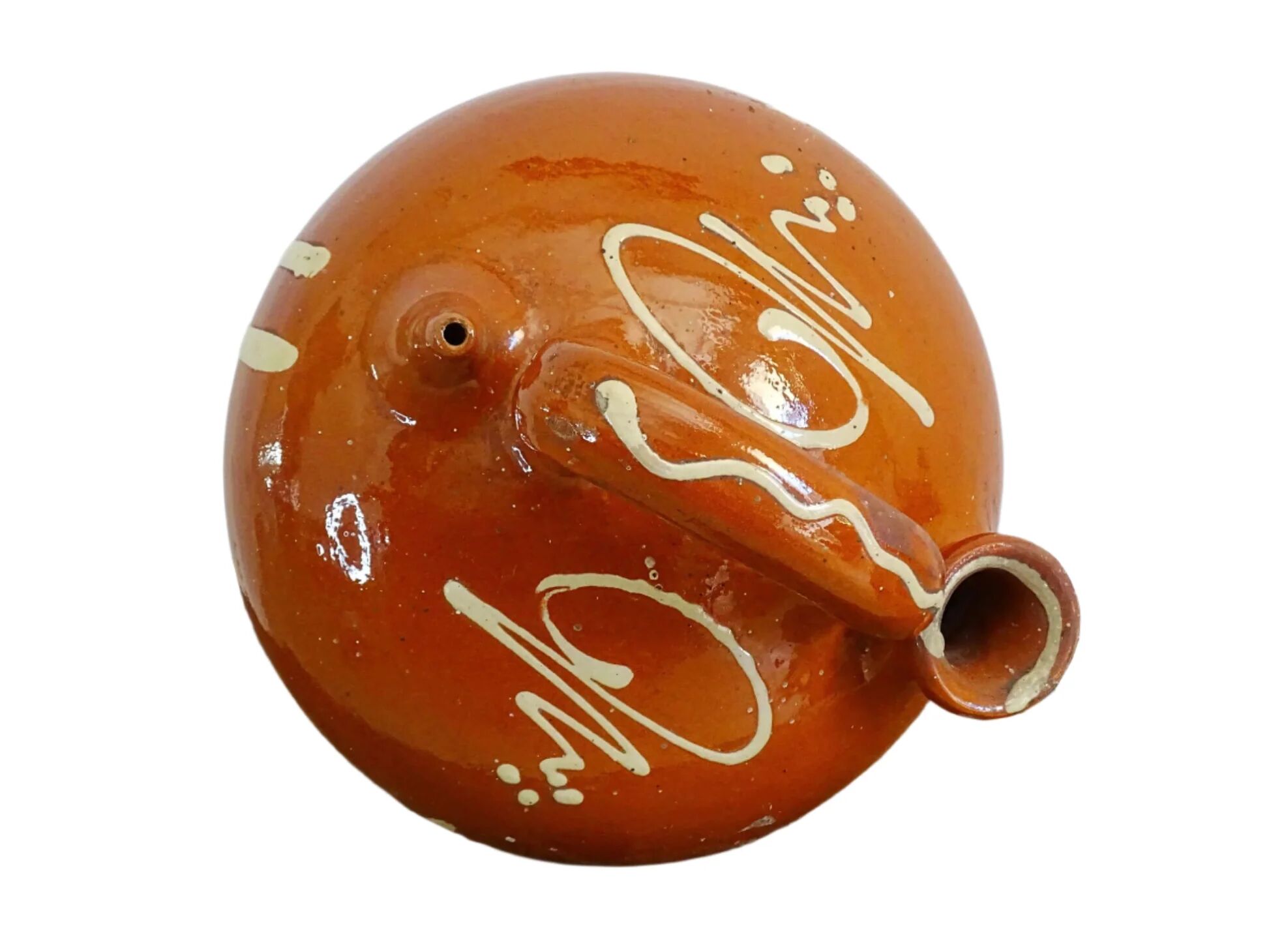 Français cruche ou gargoulette en poterie antique à glaçure rouge