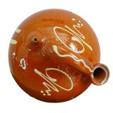 Français cruche ou gargoulette en poterie antique à glaçure rouge