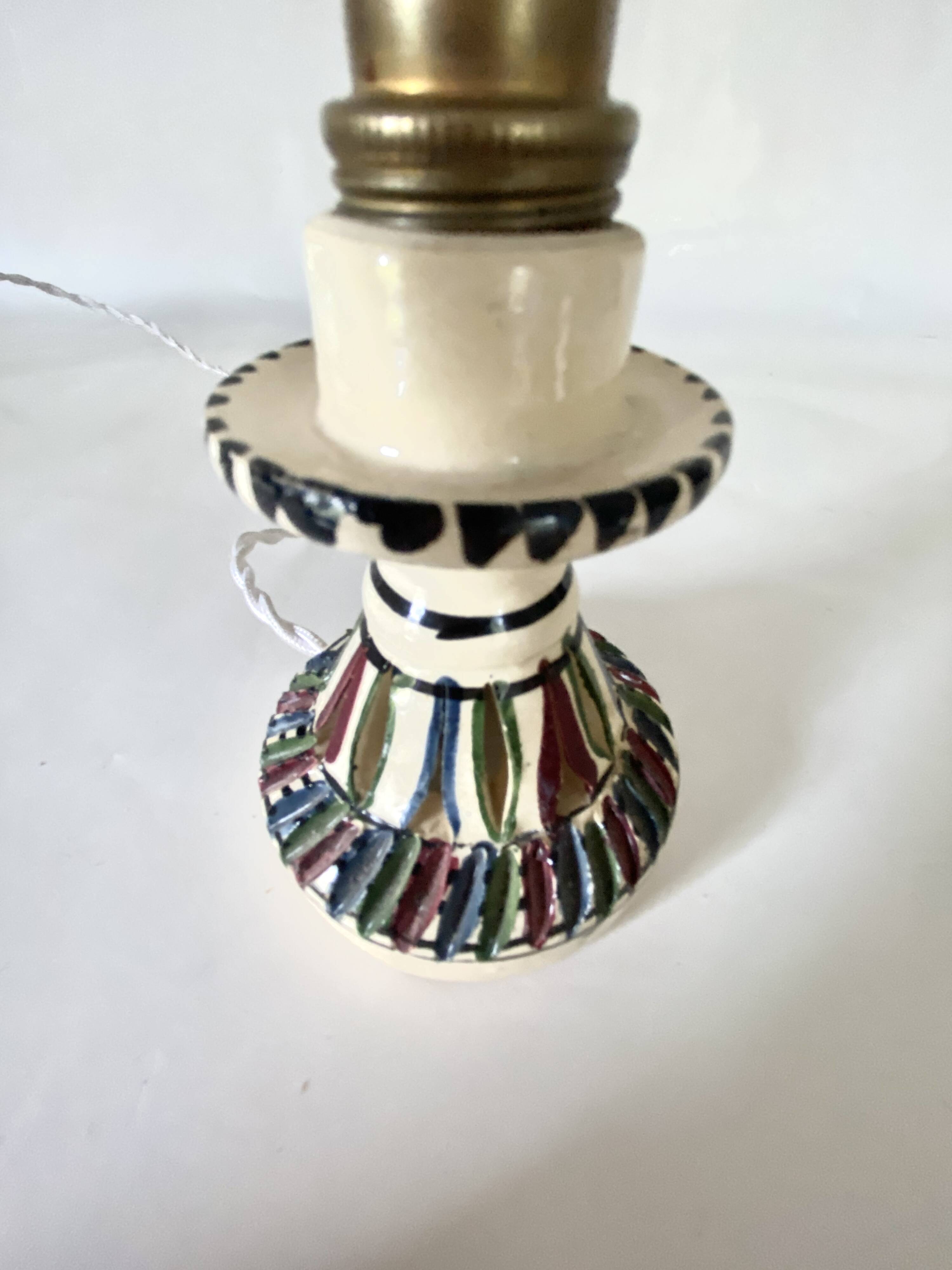 Mini ceramic lamp, braided fabric cable