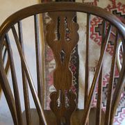 Lot de 6 chaises Windsor à dossier lyre en chêne massif, années 1960
